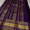 Royal Purple Silk Saree with Antique Gold Zari Checks & Classic Temple Border