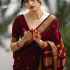 Regal Maroon Banarasi Silk Saree with Antique Gold Zari Buttas & Traditional Heritage Border