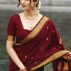 Regal Maroon Banarasi Silk Saree with Antique Gold Zari Buttas & Traditional Heritage Border