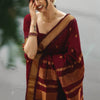 Regal Maroon Banarasi Silk Saree with Antique Gold Zari Buttas & Traditional Heritage Border