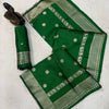 Royal Emerald Green Banarasi Silk Saree with Antique Gold Zari Buttas & Heritage Woven Border