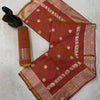 Royal Rust Brown Banarasi Silk Saree with Antique Gold Zari Buttas & Traditional Woven Border