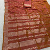 Royal Rust Brown Banarasi Silk Saree with Antique Gold Zari Buttas & Traditional Woven Border