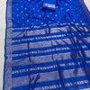 Regal Royal Blue Banarasi Silk Saree with Silver Zari Buttas & Heritage Woven Border