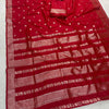 Royal Rani Pink Banarasi Silk Saree with Silver Zari Floral Buttas & Classic Heritage Border