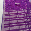 Royal Amethyst Purple Banarasi Silk Saree with Antique Silver Zari Floral Buttas & Heritage Woven Border