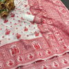 Ivory White Handblock Cotton Saree with Crimson Dancing Girls Motif & Grand Heritage Border