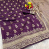 Premium Luxury Royal Purple Silk Saree with Antique Gold Zari Border & Grand Designer Pallu