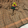 Premium Luxury Dark Green Silk Saree with All-Over Antique Gold Zari Weaving & Grand Heritage Pallu