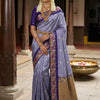 Royal Lavender Purple Premium Luxury Silk Saree with Peacock-Inspired Zari Border & Antique Gold Pallu