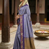 Royal Lavender Purple Premium Luxury Silk Saree with Peacock-Inspired Zari Border & Antique Gold Pallu