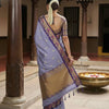 Royal Lavender Purple Premium Luxury Silk Saree with Peacock-Inspired Zari Border & Antique Gold Pallu