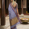 Royal Lavender Purple Premium Luxury Silk Saree with Peacock-Inspired Zari Border & Antique Gold Pallu