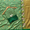 Emerald Green Premium Luxury Silk Saree with Peacock Zari Border & Regal Antique Gold Pallu
