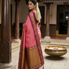 Rose Pink Premium Luxury Silk Saree with Peacock Zari Border & Royal Antique Gold Pallu