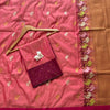 Rose Pink Premium Luxury Silk Saree with Peacock Zari Border & Royal Antique Gold Pallu