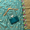 Teal Green Premium Luxury Silk Saree with Peacock Zari Border & Regal Antique Gold Pallu