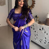 Royal Purple Premium Luxury Silk Saree with Silver Paisley Motifs & Grand Woven Pallu