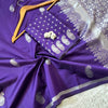 Royal Purple Premium Luxury Silk Saree with Silver Paisley Motifs & Grand Woven Pallu