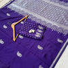 Royal Purple Premium Luxury Silk Saree with Silver Paisley Motifs & Grand Woven Pallu