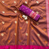 Royal Copper Brown Premium Luxury Silk Saree with Hot Pink Zari Border & Grand Floral Pallu