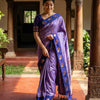 Royal Lavender Purple Premium Luxury Silk Saree with Deep Violet Zari Border & Ornate Banarasi Pallu