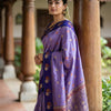 Royal Lavender Purple Premium Luxury Silk Saree with Deep Violet Zari Border & Ornate Banarasi Pallu