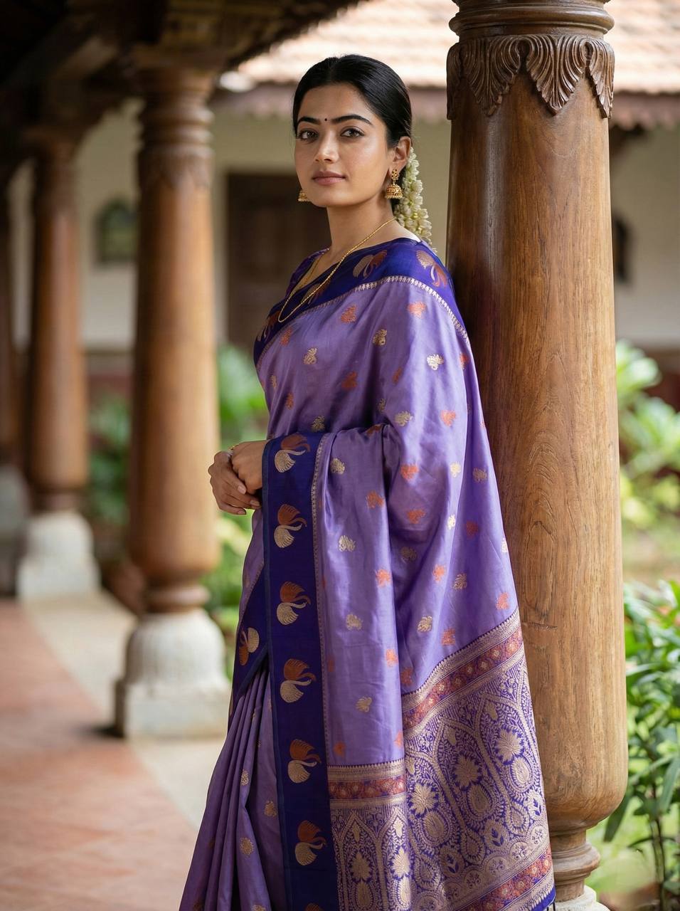 Royal Lavender Purple Premium Luxury Silk Saree with Deep Violet Zari Border & Ornate Banarasi Pallu