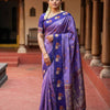 Royal Lavender Purple Premium Luxury Silk Saree with Deep Violet Zari Border & Ornate Banarasi Pallu