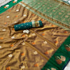 Olive Bronze Premium Luxury Silk Saree with Emerald Green Swan Zari Border & Grand Banarasi Pallu