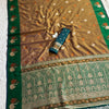 Olive Bronze Premium Luxury Silk Saree with Emerald Green Swan Zari Border & Grand Banarasi Pallu