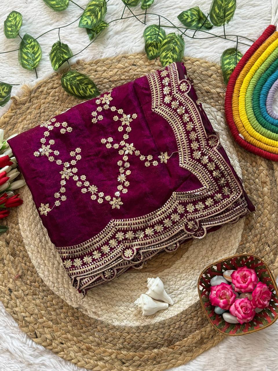 Zari Royale Tissue Saree with Heavy Embroidered Border