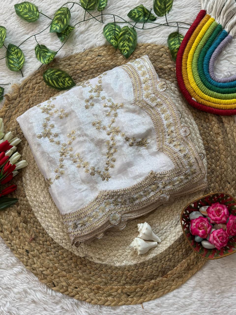 Zari Royale Tissue Saree with Heavy Embroidered Border