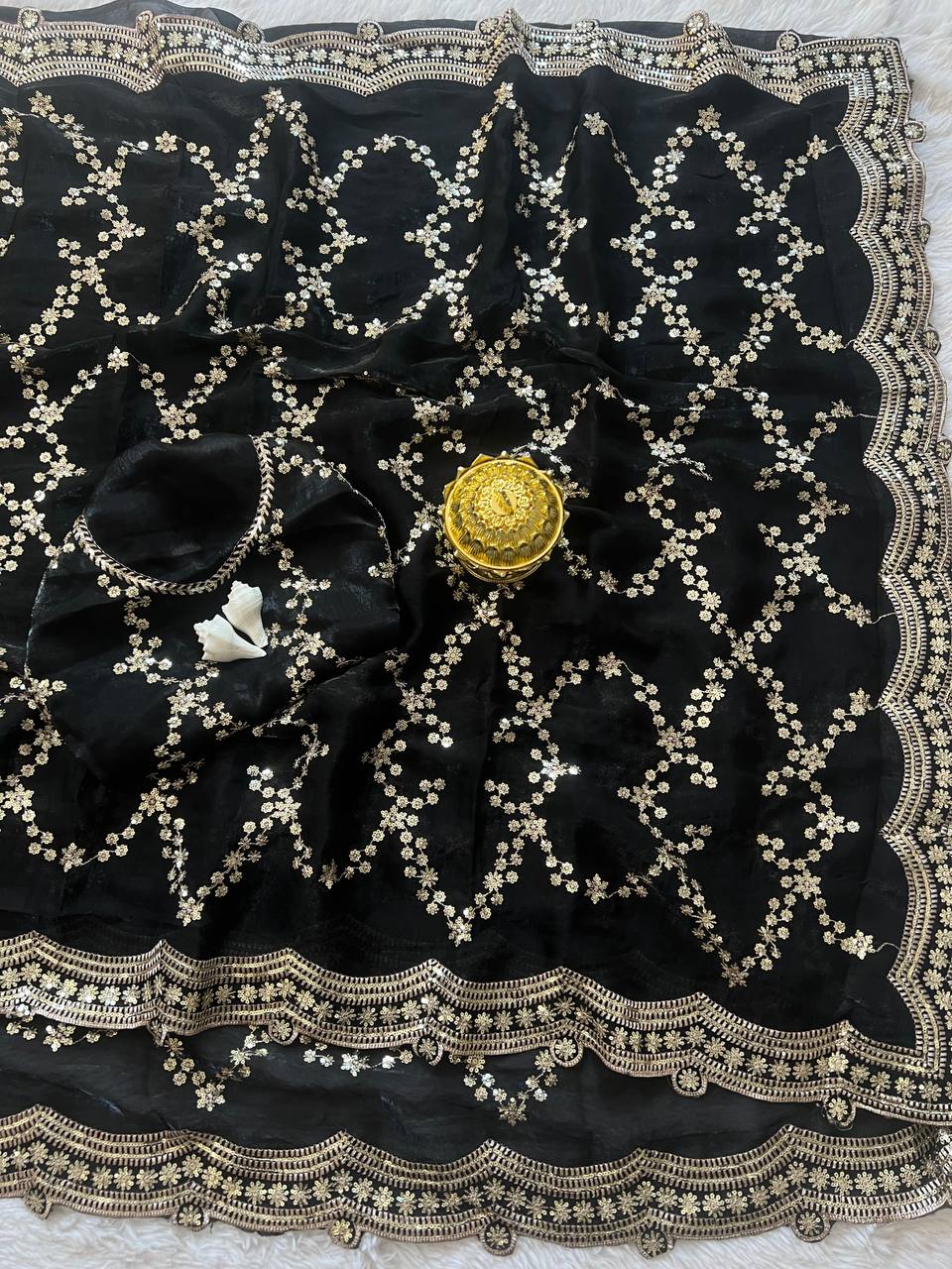 Zari Royale Tissue Saree with Heavy Embroidered Border