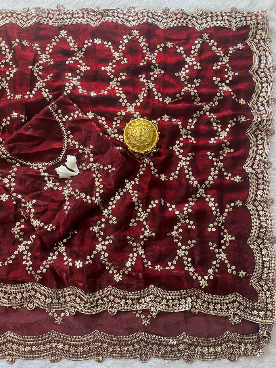 Zari Royale Tissue Saree with Heavy Embroidered Border