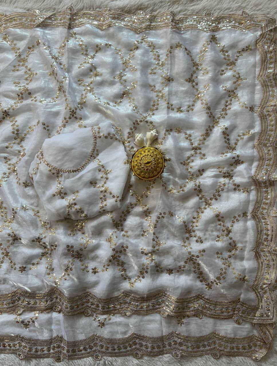 Zari Royale Tissue Saree with Heavy Embroidered Border