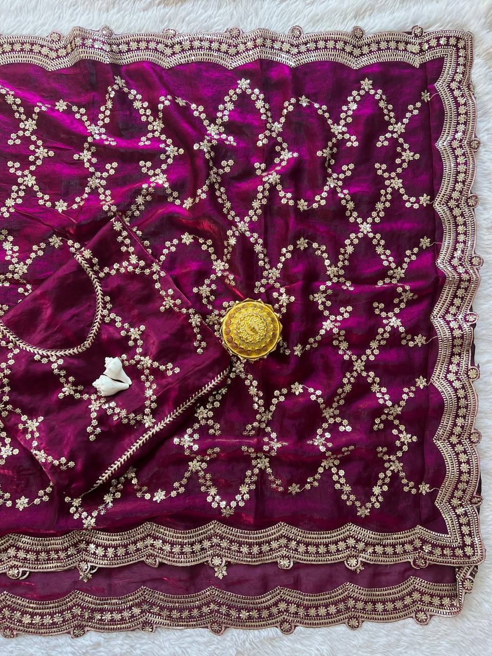 Zari Royale Tissue Saree with Heavy Embroidered Border