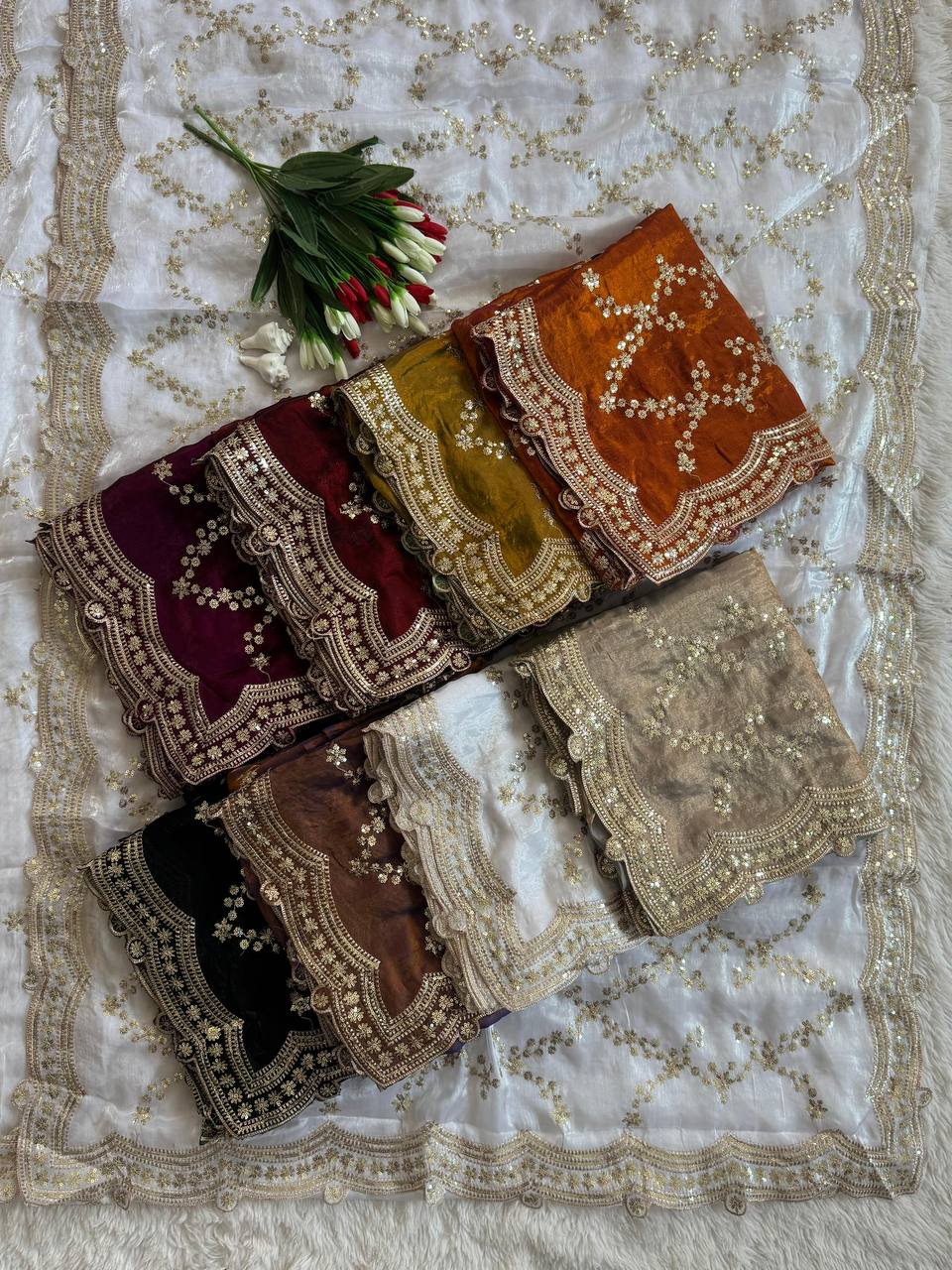 Zari Royale Tissue Saree with Heavy Embroidered Border