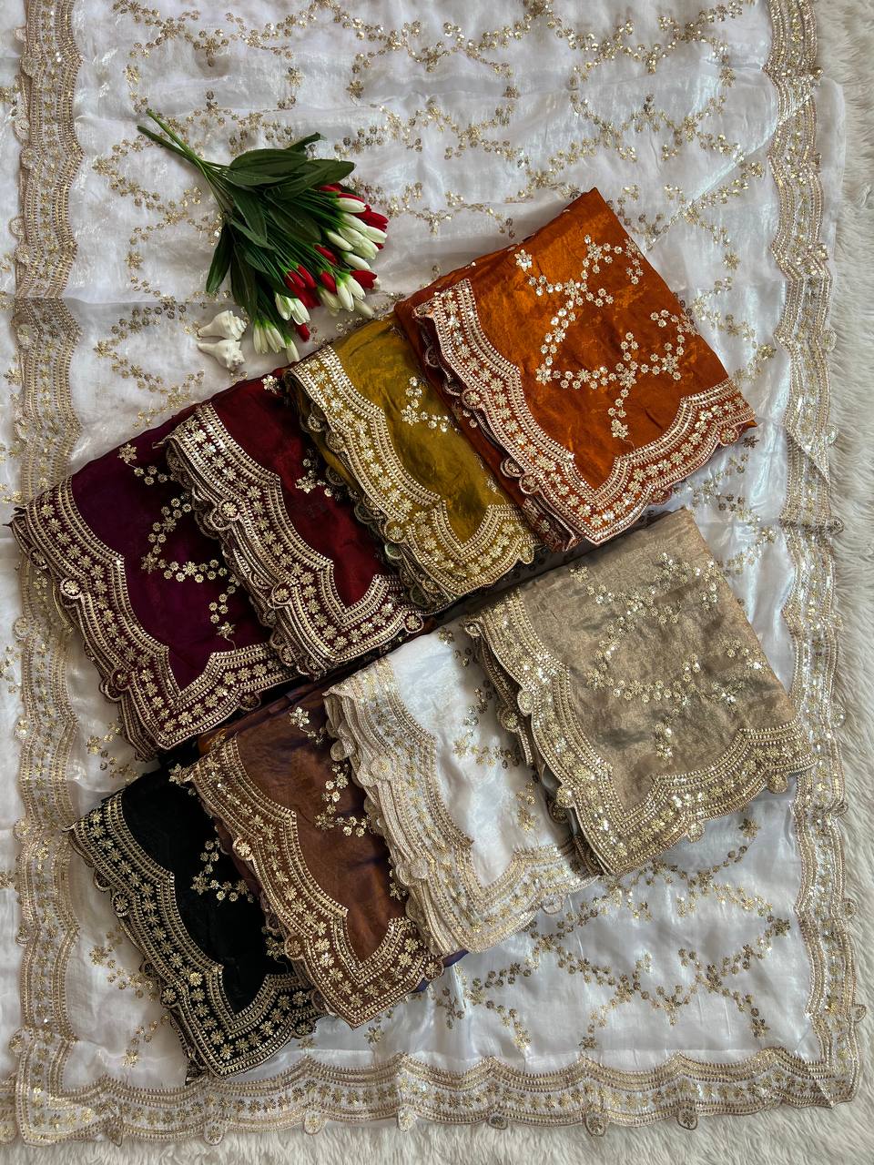 Zari Royale Tissue Saree with Heavy Embroidered Border