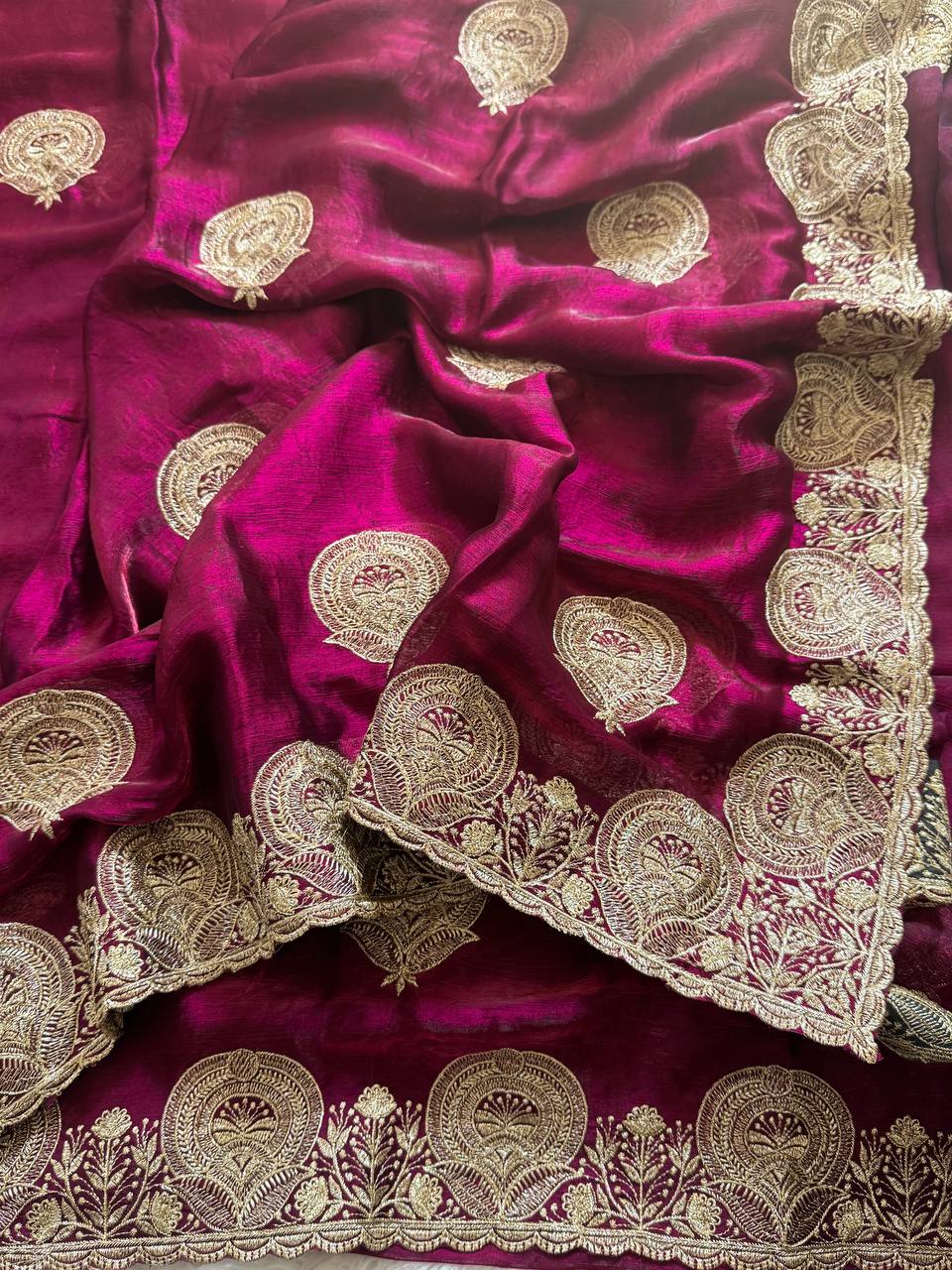 Regal Zari Bloom Saree with Heavy Embroidered Blouse  (4 Royal Color Options Available)