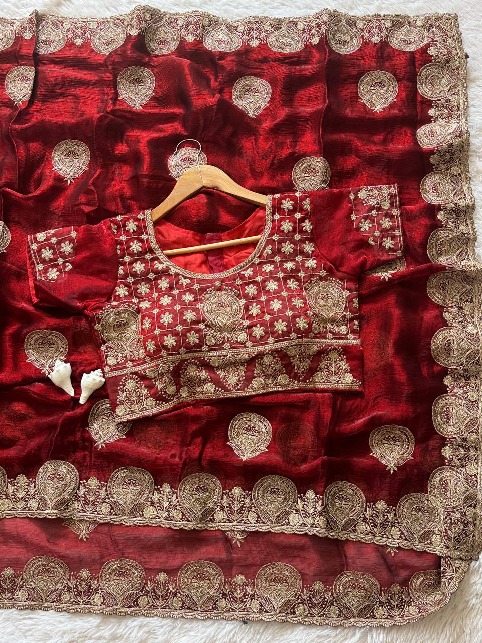 Regal Zari Bloom Saree with Heavy Embroidered Blouse  (4 Royal Color Options Available)