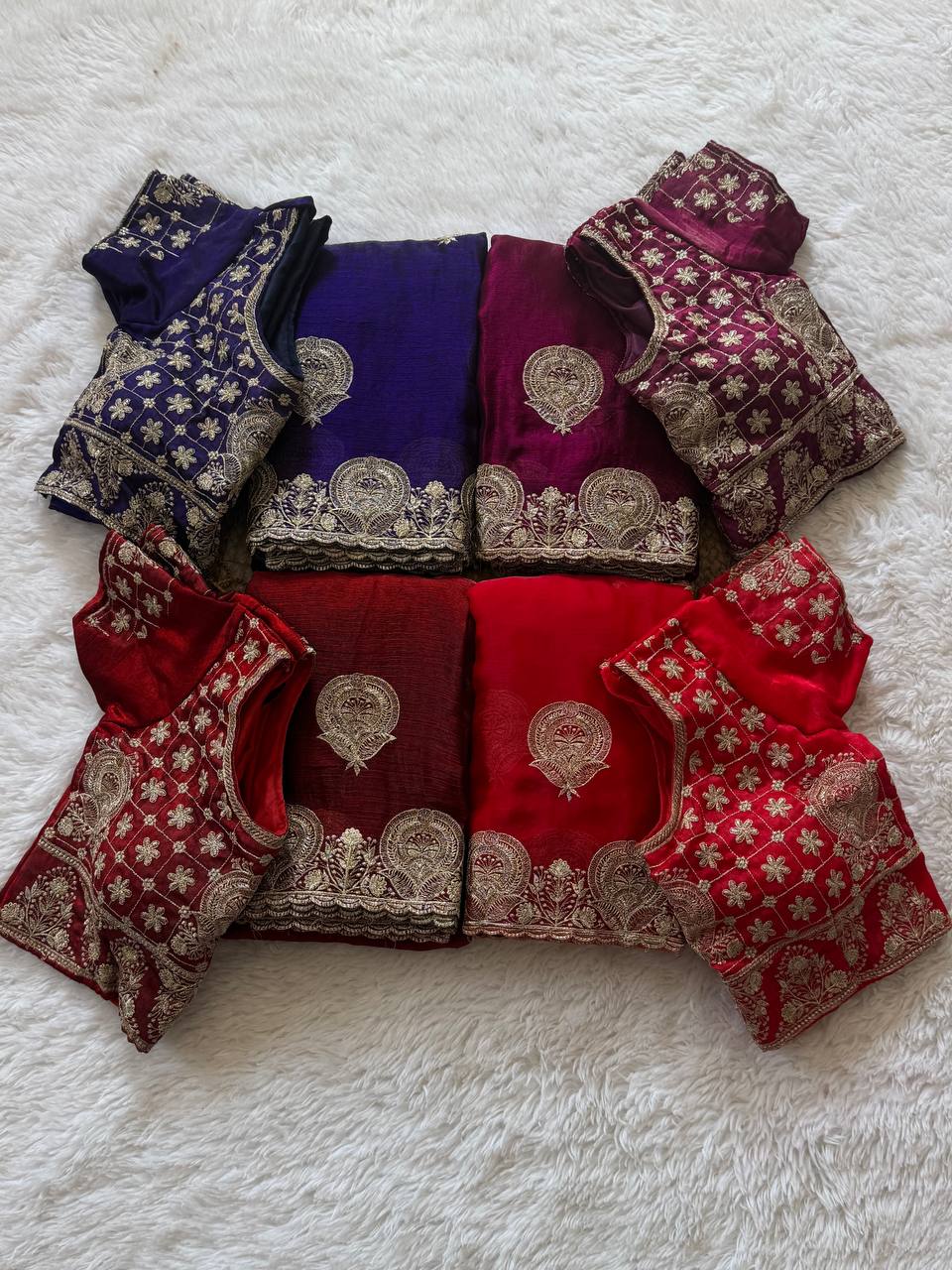 Regal Zari Bloom Saree with Heavy Embroidered Blouse  (4 Royal Color Options Available)