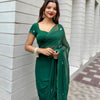 Emerald Whisper Chiffon Saree with Delicate Hand Embroidery  (2 Elegant Color Options Available)