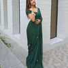Emerald Whisper Chiffon Saree with Delicate Hand Embroidery  (2 Elegant Color Options Available)