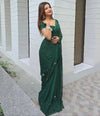 Emerald Whisper Chiffon Saree with Delicate Hand Embroidery  (2 Elegant Color Options Available)