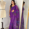 Bloom Royale Hand-Painted Chiffon Saree with Artistic Floral Motifs  (Multiple Exquisite Color Variants Available)