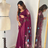 Bloom Royale Hand-Painted Chiffon Saree with Artistic Floral Motifs  (Multiple Exquisite Color Variants Available)
