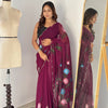 Bloom Royale Hand-Painted Chiffon Saree with Artistic Floral Motifs  (Multiple Exquisite Color Variants Available)