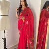 Bloom Royale Hand-Painted Chiffon Saree with Artistic Floral Motifs  (Multiple Exquisite Color Variants Available)