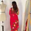 Bloom Royale Hand-Painted Chiffon Saree with Artistic Floral Motifs  (Multiple Exquisite Color Variants Available)